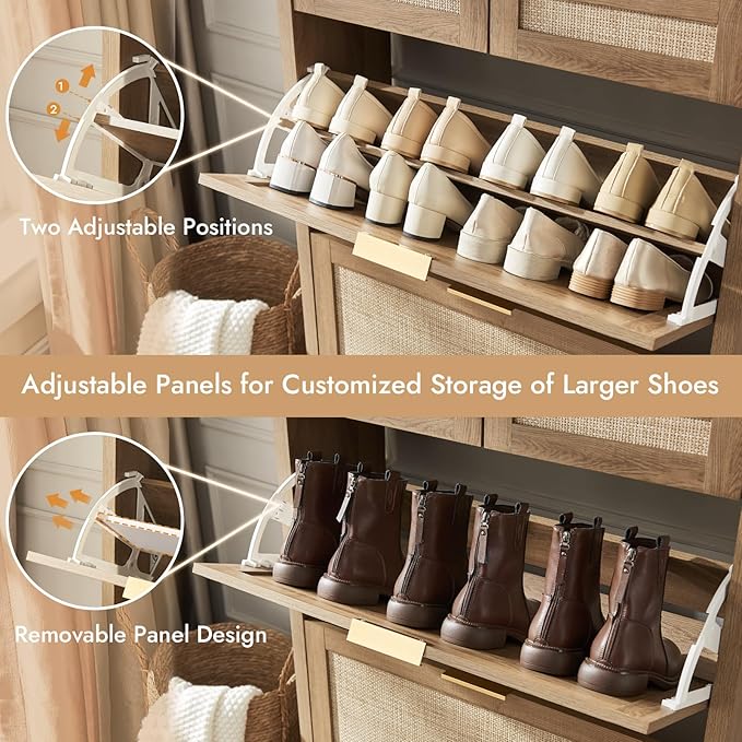 HOKYHOKY Rattan Shoe Storage Cabinet