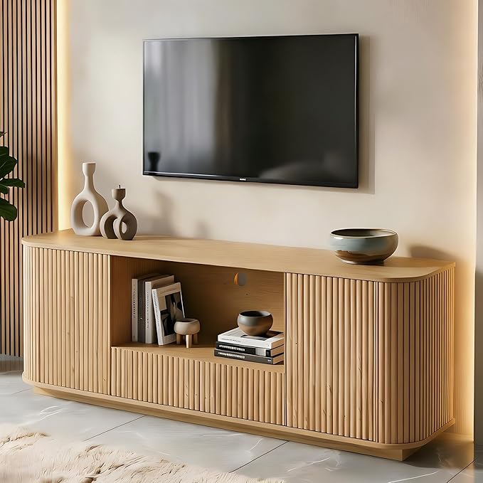 64" Fluted TV Stand for TVs up to 75 inch, Entertainment Center