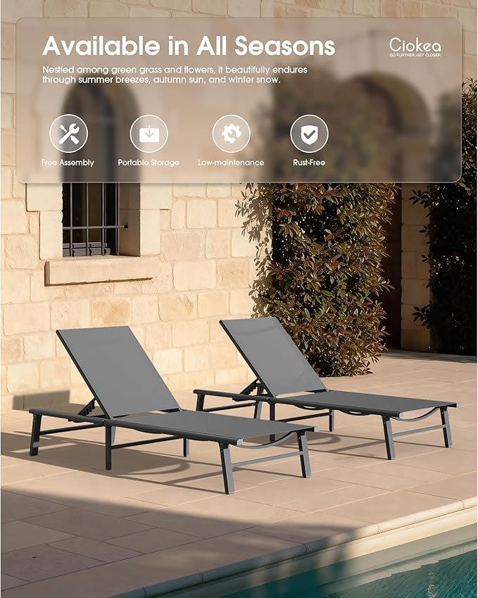 Ciokea Foldable Outdoor Lounge Chair Set of 4