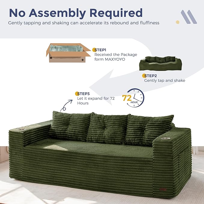 MAXYOYO 79" Oversized Boneless Loveseat Sofa Couch