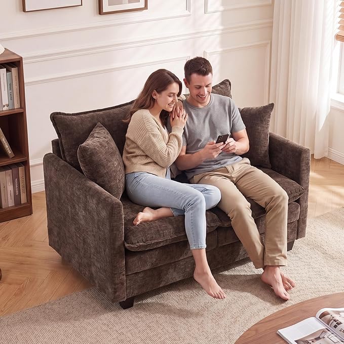 Loveseat Sofa Cloud Sofa Couch 50'', Modern Loveseats 2 Seat Couch 27" Deep Seat