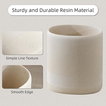 Bathroom Trash Can, 1.6 Gallon Small Trash Can Cabinet, Simple Stone Look Oval Office Garbage Bin, Decorative Waste Basket for Bedroom, Living Room, Kitchen (Beige)