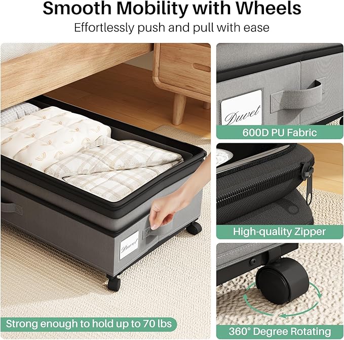 Kitstorack 4 Pack Height-adjustable Under Bed Storage