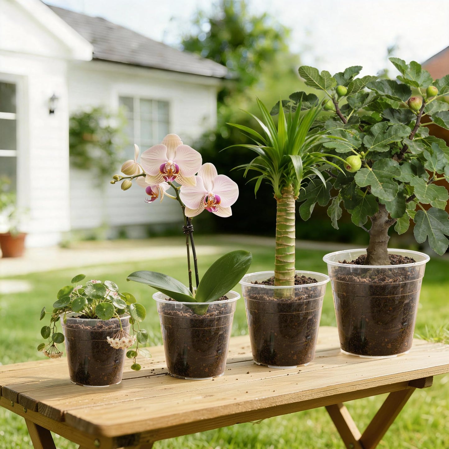 Simihiran 12 Pcs 8/9/10/12 Inch Large Clear Nursery Pots with Drainage Holes - Variety Pack Transparent Plant Pots for Orchids Succulents Indoor Outdoor Root Health