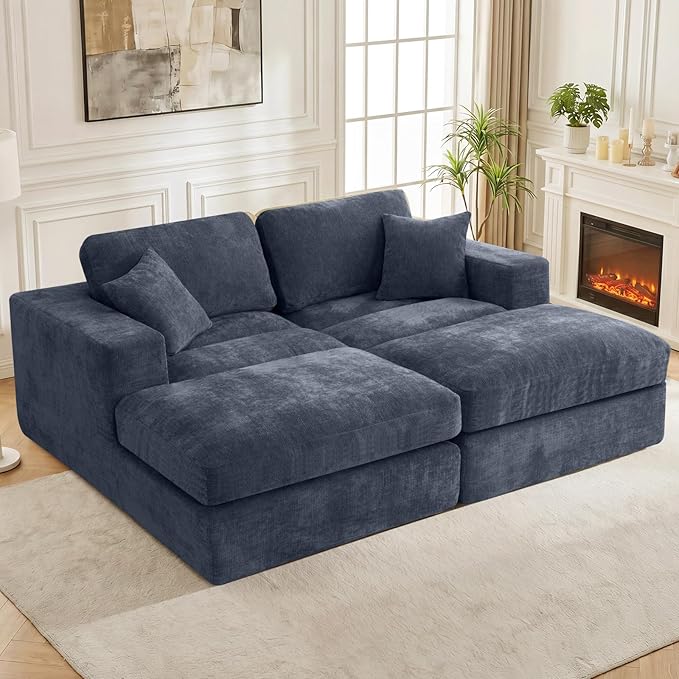 80.7" Oversized Double Chaise Lounge Chair Indoor, Cloud Boneless Sleeper Sofa