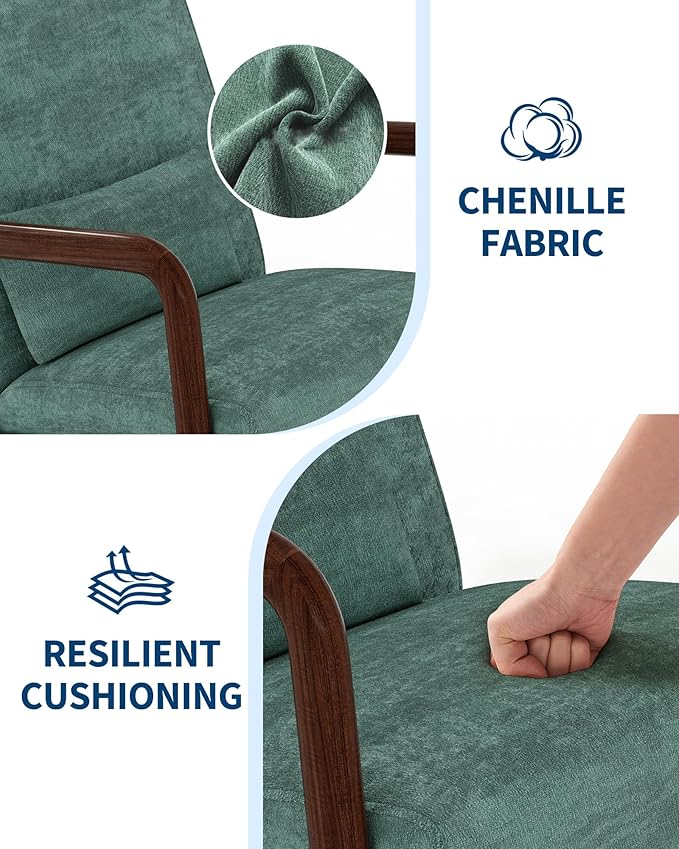 Garvee Mid-Century Chenille Accent Chair Set of 2, Cozy Reading Chair, Modern