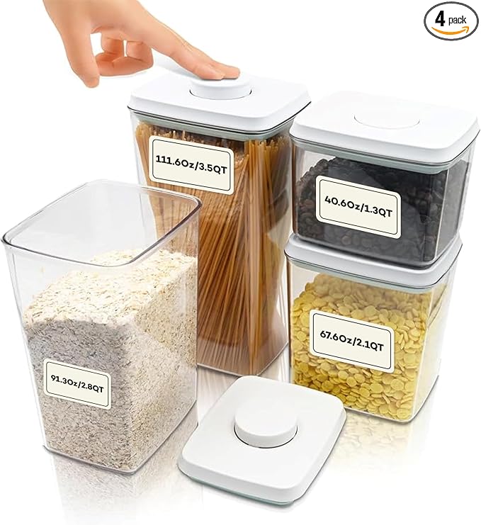 Bop Top Airtight Food Storage Containers with Lid Multi Pack | Kitchen Canister Sets | Air Tight Pantry Container | Pop Top Dry Food Storage Containers for Snacks, Sugar, Flour, Baking, Cereal, Pasta
