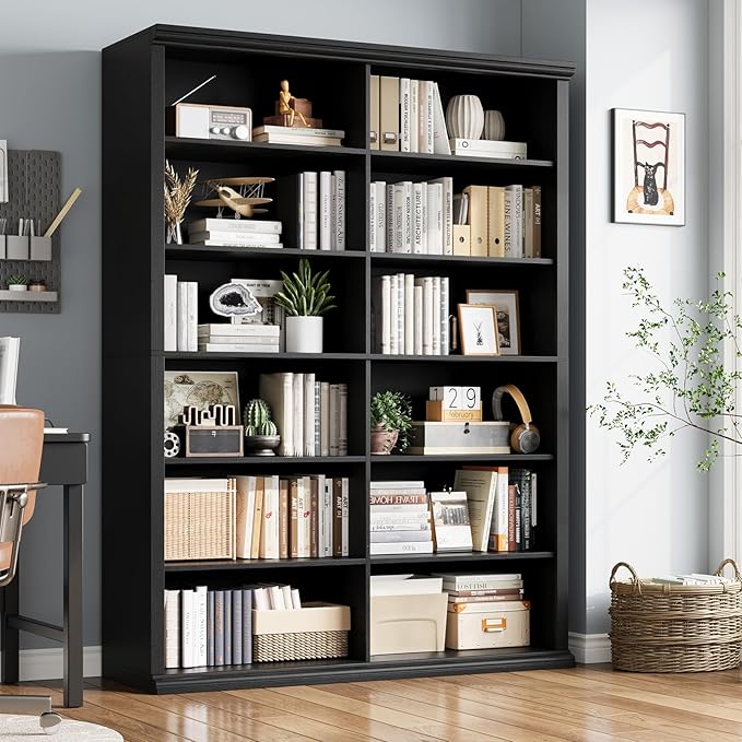 Rresyet 71.8" L *47.2“W Wooden Bookcase and Bookshelf – Extra Large Bookshelf
