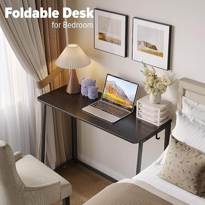 WOHOMO Folding Desk, 39.4" Narrow Writing Foldable Desk, Space-Saving Laptop