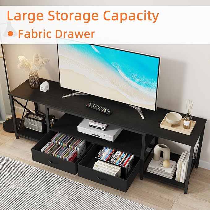 GYIIYUO TV Stand with Fabric Drawers