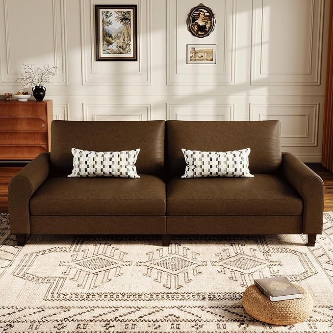 EASE MOOSE 70.6" Faux Leather Loveseat Sofa, Deep Seat Waterproof and