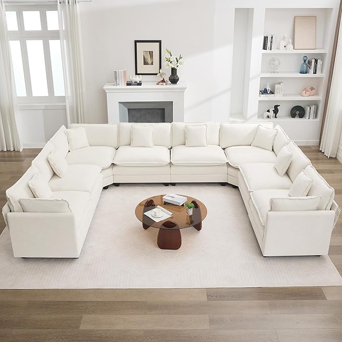 147'' Oversized U Shaped Cloud Sectional Sofa, Chenille Deep Seat Couches