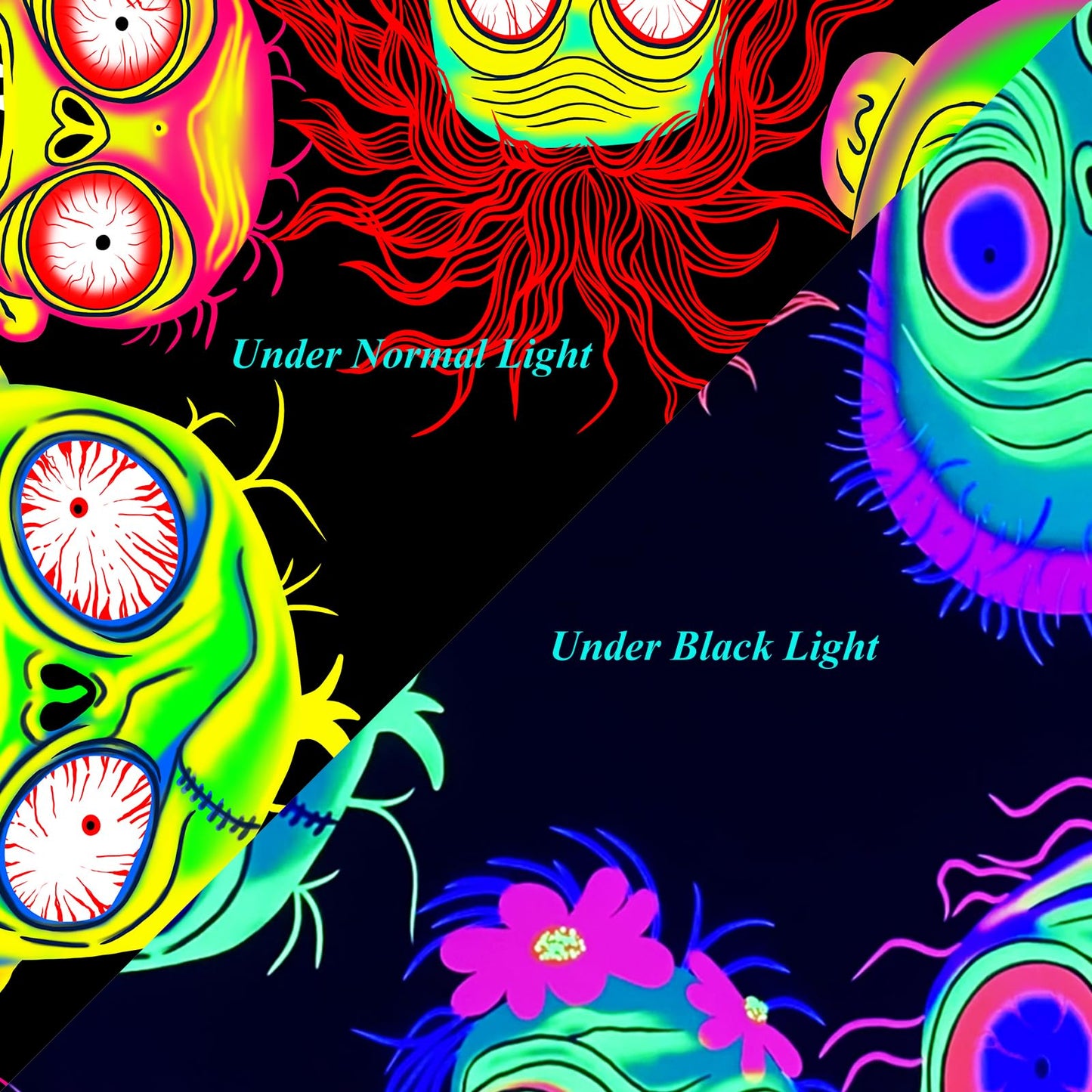 Horror Tapestry Blacklight Tapestry for Bedroom Zombie Crowd Around Tapestries UV Reactive Poster Glow in the Dark Walker Undead Ghoul Tapestries Wall Hanging Halloween Decor Scary Room Decor 90"x71"