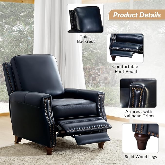 HULALA HOME Genuine Leather Manual Recliner Chair