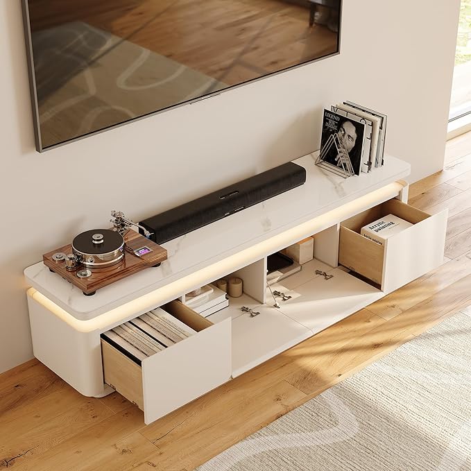POVISON Fully Assembled 71" Mid-Century Modern TV Stand