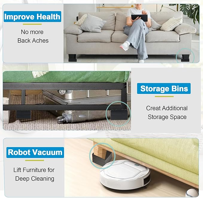 Bed Risers 1 inch, 2 inch, 3 inch, 4 inch Heavy Duty, Adjustable Furniture Riser