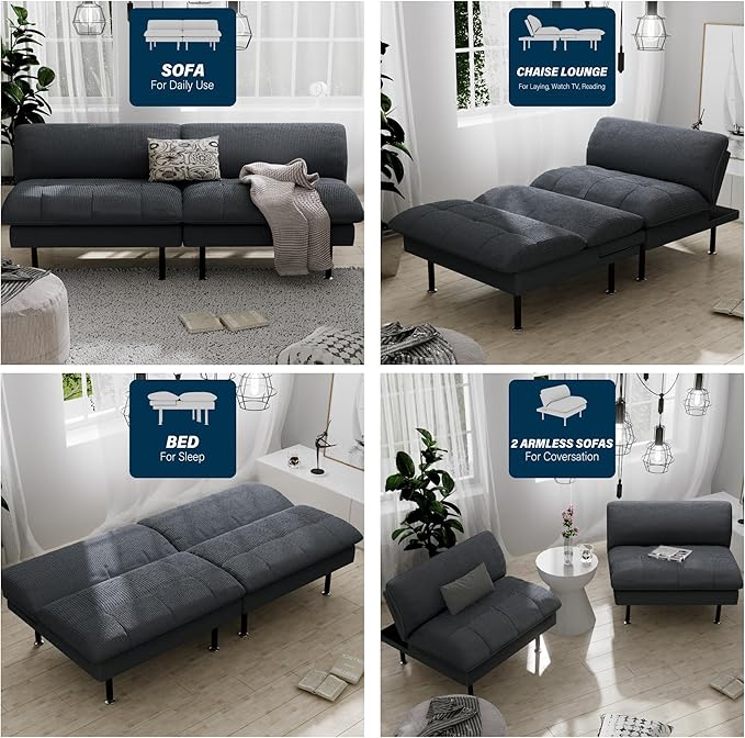 Ribilake 70" Futon Sofa Bed, 4 in 1 Multi-Function Couch Sleeper