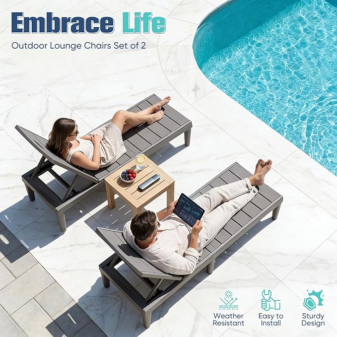Devoko Outdoor Chaise Lounge Chair Set of 2