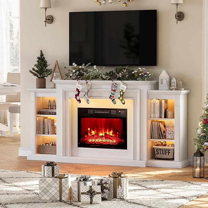 72" LED Lights Electric Fireplace