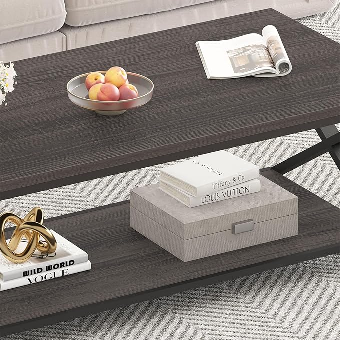 HSH Gray Storage Coffee Table, Modern Center Table