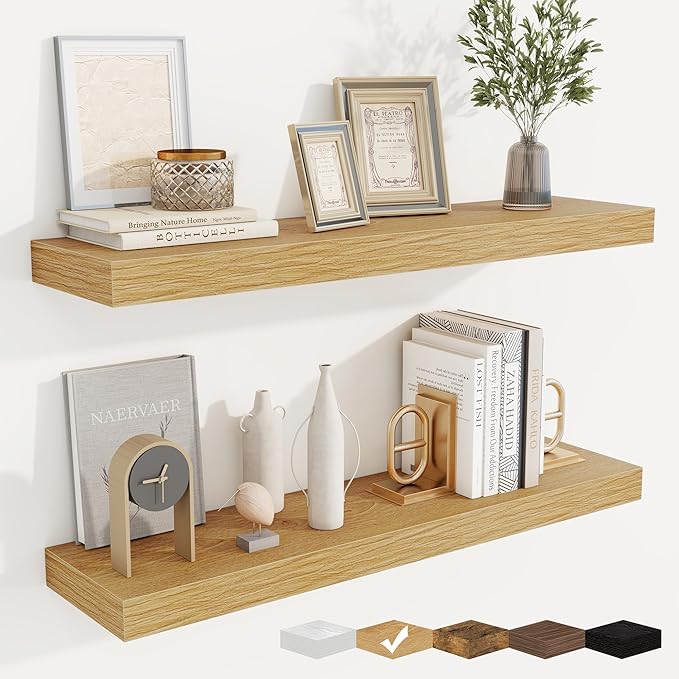 fuqing Floating Shelves for Wall, Wall Mounted Wood Floating Shelf