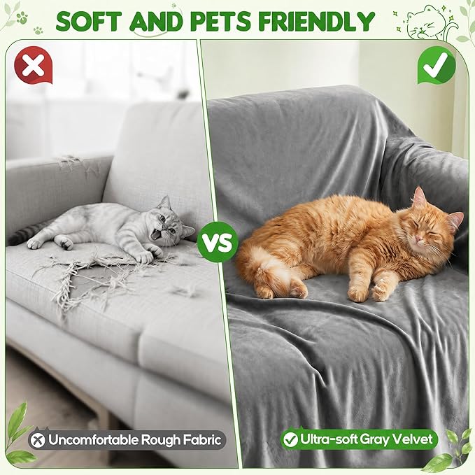 LOllON Velvet Couch Cover for Cats Dogs Kids
