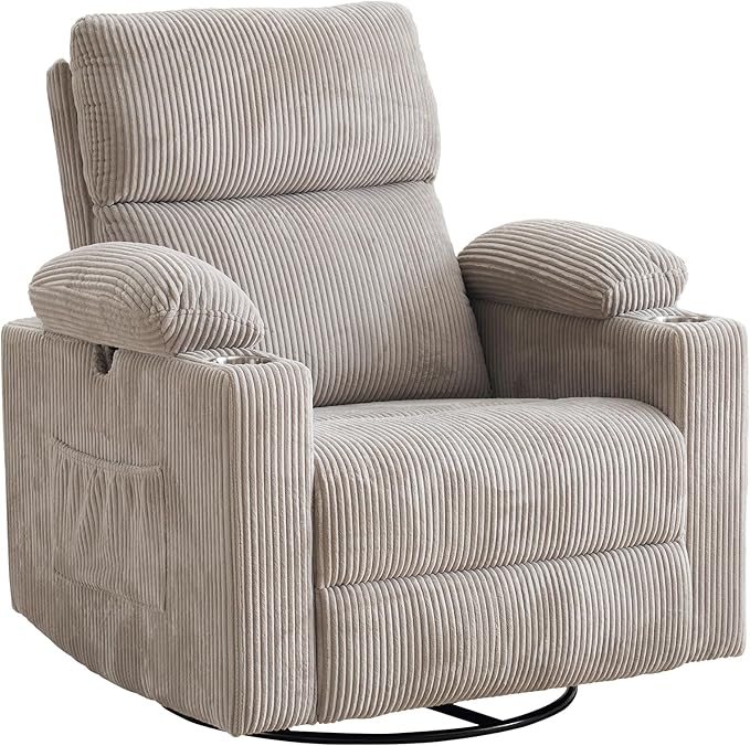 Rocking Chair Nursery with Adjustable Armrests, Electric Glider Recliner
