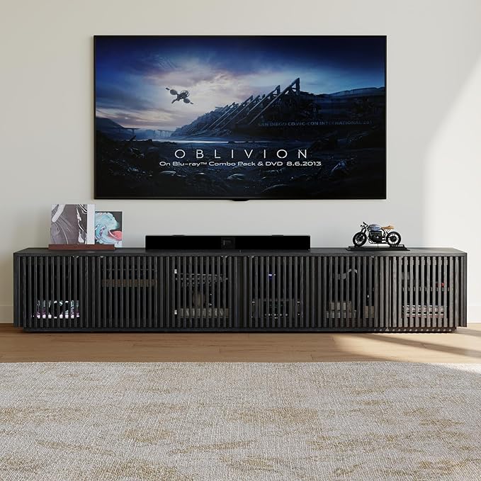 POVISON Full Assembled Mid Century Modern TV Stand, Entertainment Center