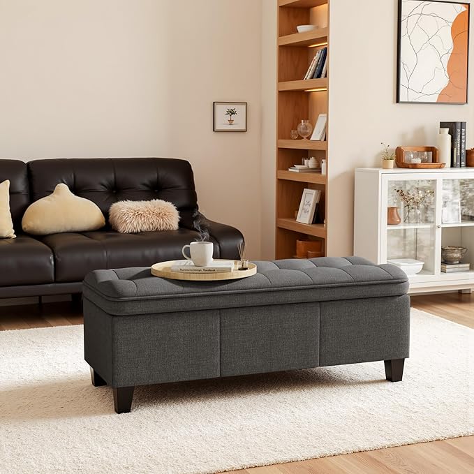 YESHOMY 47 Inches Ottoman with Storage, Storage Bench with Legs, Ottomans