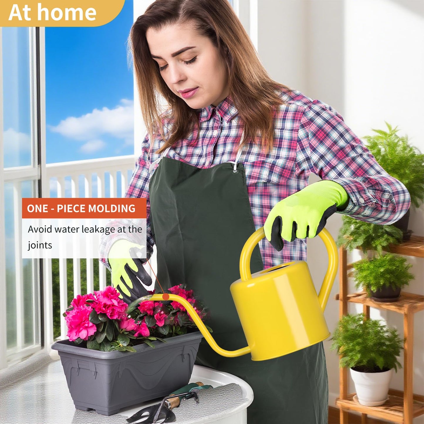 Watering Can, Stainless Steel Watering Can for Indoor & Outdoor Plants, 1L/35oz Long Spout Water Can with Handle, Rust-Proof Plant Watering Pot for House Plants, Garden Flowers