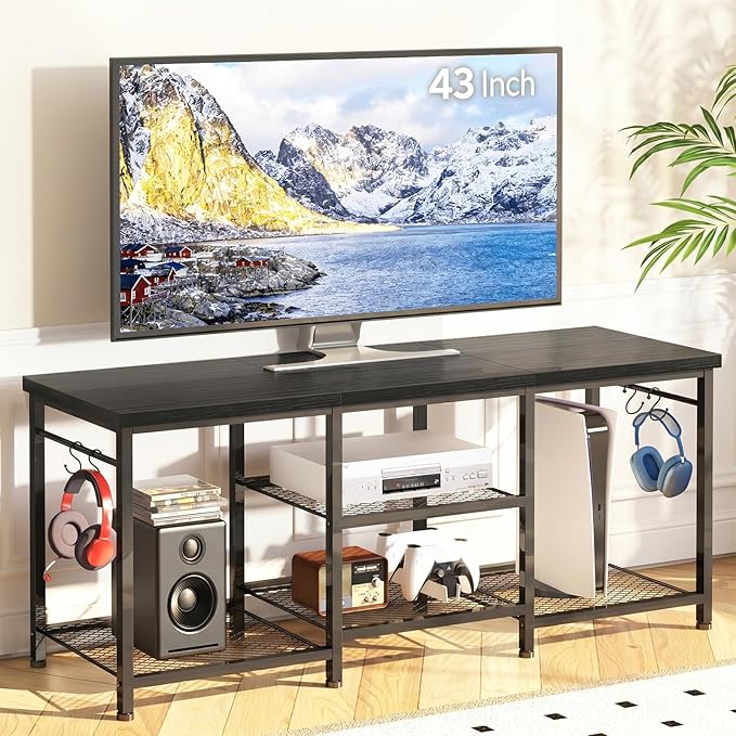 YGEOMER TV Stand for TVs Up to 55 Inch, Entertainment Center for Living Room
