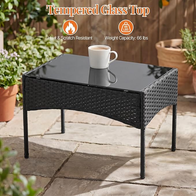 Sweetcrispy 4-Piece Patio Furniture Set, Weather-Resistant PE Rattan Outdoor