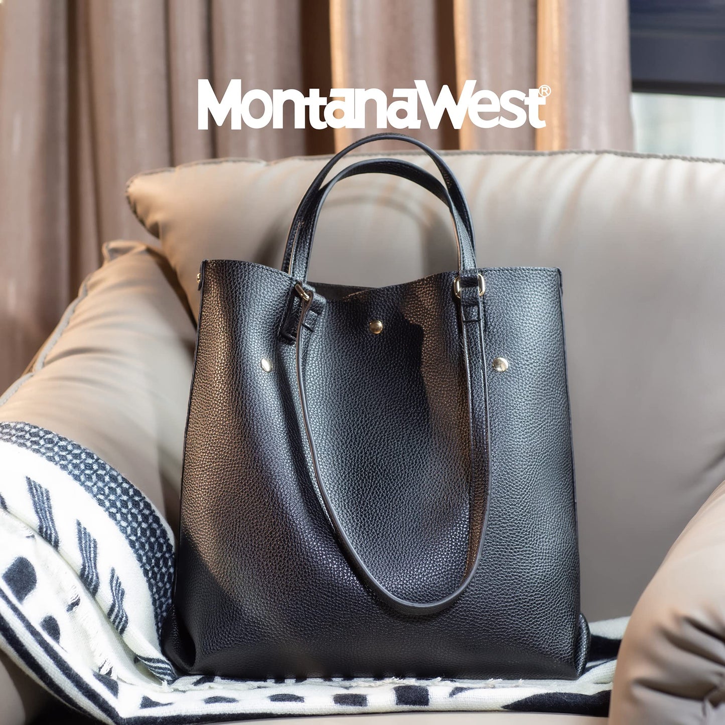 Montana West Tote Bag for Women Purses and Handbags Top Handle Satchel Purse Large Shoulder Handbag Black MWC-C021BK