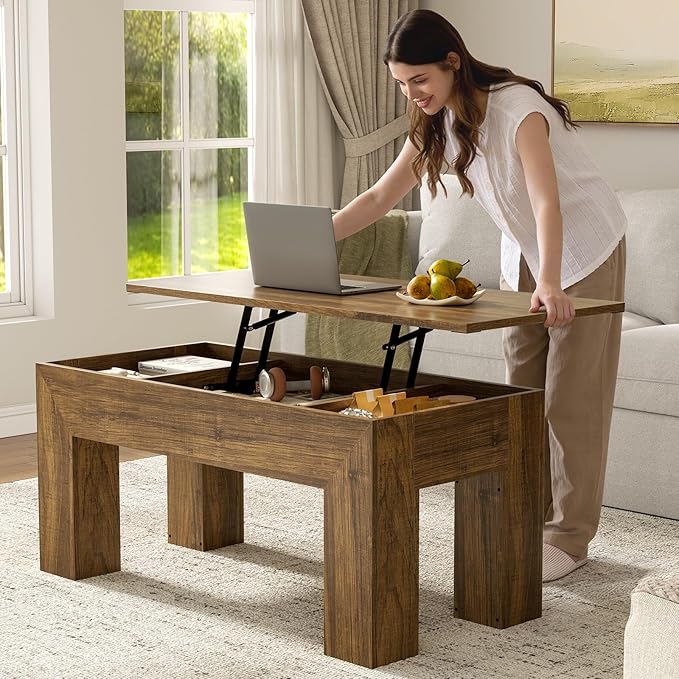 FABATO 41.7'' Lift Top Coffee Table, Wooden Rectangle Coffee Table