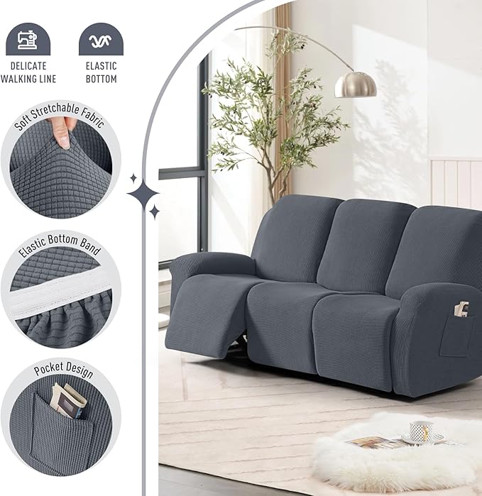 TAOCOCO Recliner Sofa Covers 8-Pieces Stretch Large Couch Covers
