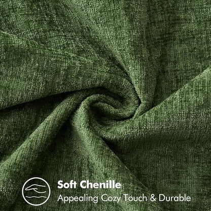 MIULEE Pack of 2 Couch Pillow Covers 16x16 Inch Moss Green Farmhouse Decorative Throw Pillow Covers with Stitched Edge Soft Chenille Solid Dyed Pillow Covers for Sofa Bed Living Room, Forest Green