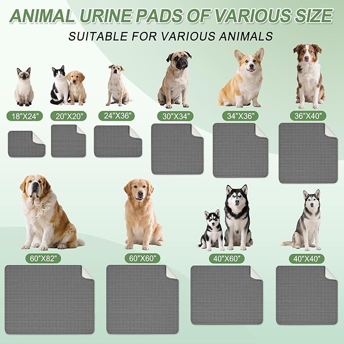 Washable Pee Pads for Dogs, 2 Pack Reusable Puppy Pads Dog Pads, Non-Slip Dog Pee Pads, Leakproof Pet Pee Pads Wee Wee Pads for Dogs. (Dark Grey, 20"x20"(Pack of 2))