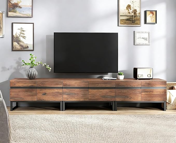 WAMPAT Modern TV Stand for 32-110 Inch TVs, Wood Entertainment Center