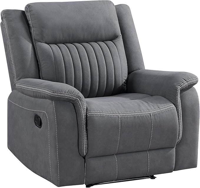 Lexicon Manual Recliner Chair, Polished Microfiber Reclining Sofa Chair