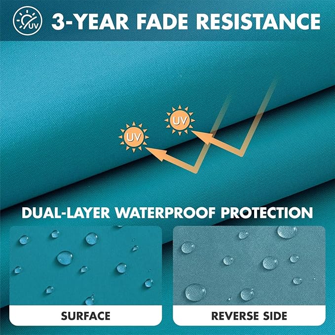 MIULEE Teal Outdoor Seat Cushion 24x24 Inch Waterproof & 3 Year Fade Resistant