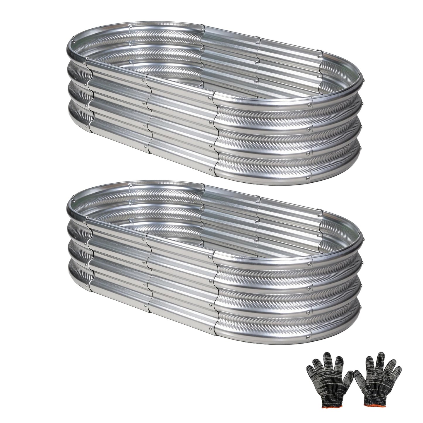 Gartist 2 pcs 4×2×1 ft Raised Garden Bed for Outdoor, Easy Assembly Galvanized Planter Box for Vegetables, Flowers & Herbs