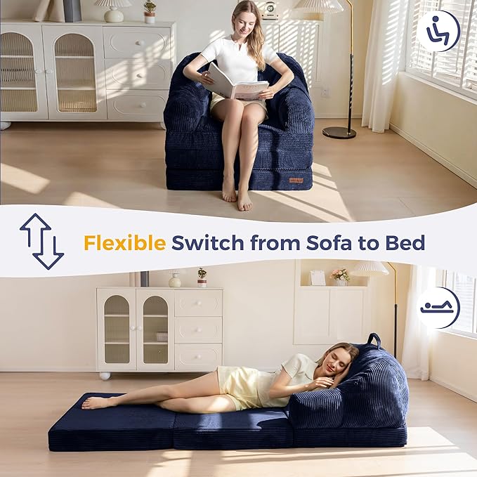 MAXYOYO Folding Sofa Bed with Backrest, Boneless Fold Out Couch Bed with Handle