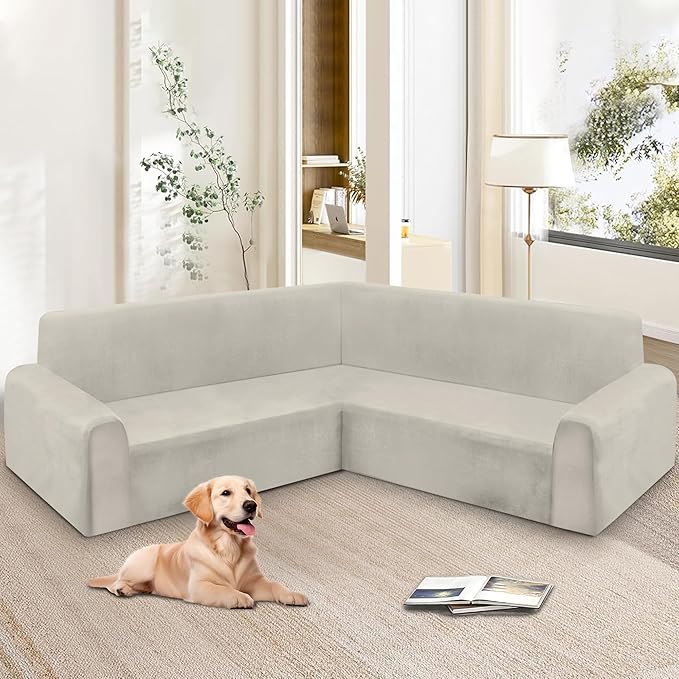 HDCAXKJ Corner Sectional Couch Covers Velvet Stretch L Shape Sofa Cover Soft