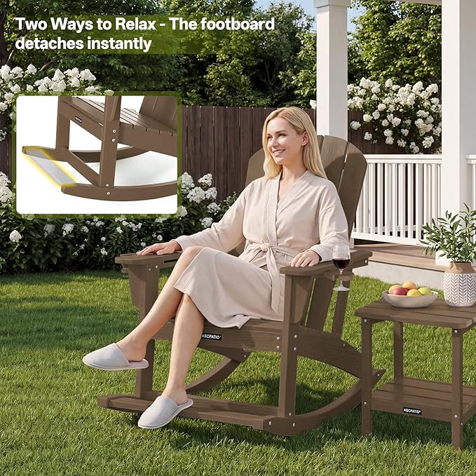 Outdoor Oversized Adirondack Rocking Chairs, All Weather HDPE Patio Rocking