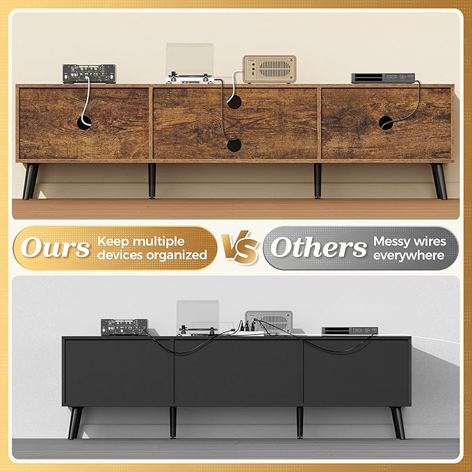 SUPERJARE 70.9 Inch TV Stand for 65, 75 Inch TV, Entertainment Center