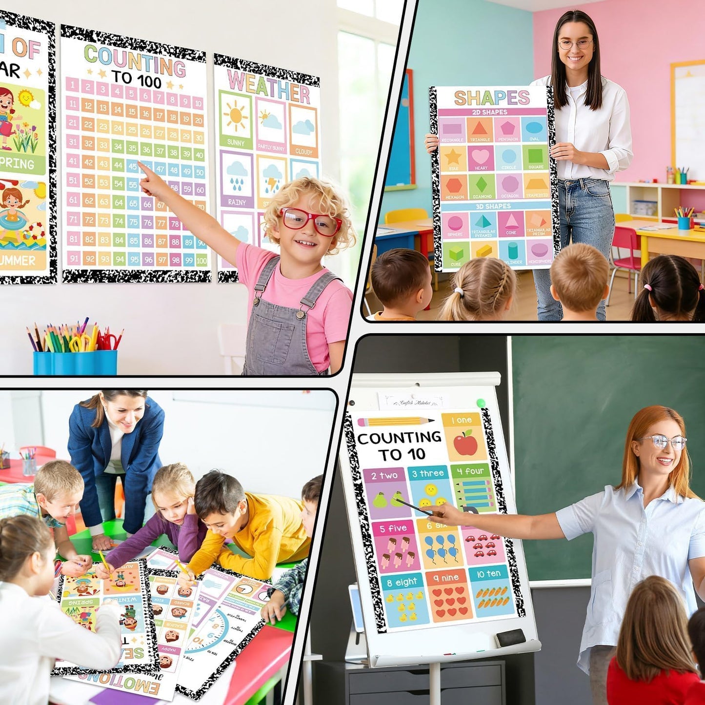 16 Pcs 16”x24” Large Educational Posters for Classroom Decor-Educational Poster for Toddlers 1-3 Learning Poster for Boys Girls Ages 3-5,Kindergarten Preschool Classroom Teacher Must Haves Composition