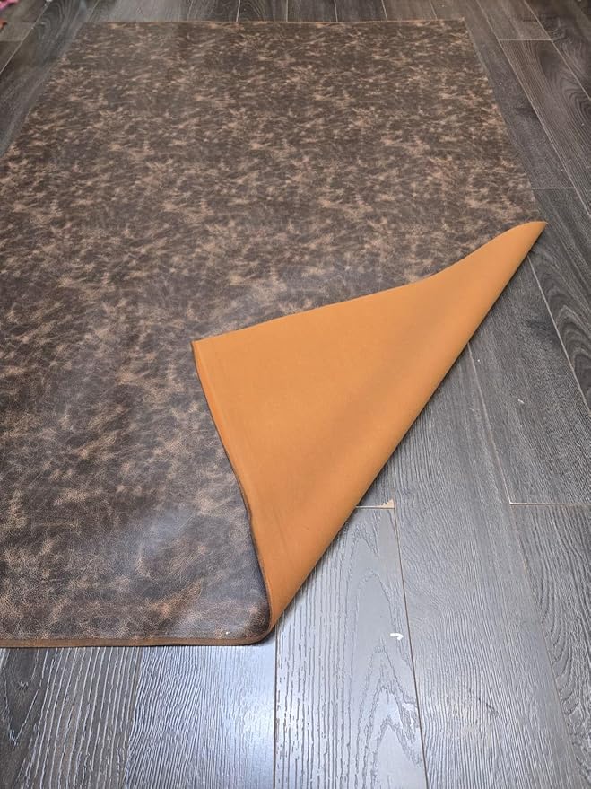 Brown Vintage Distressed Antiqued Faux Leather Fabric PU Peta Approved Vegan