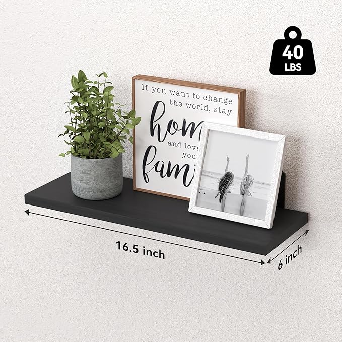 WOPITUES Wood Floating Shelves Set of 6, Shelves