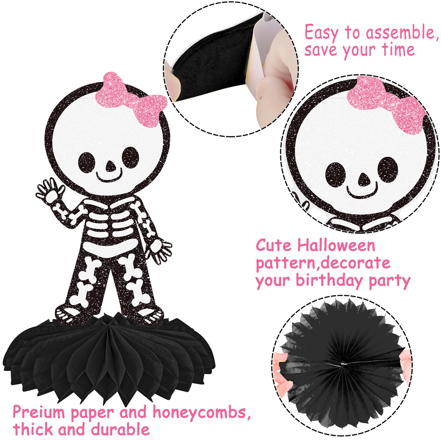 Halloween Happy Boo Day Honeycomb Centerpieces 12PCS Pink Black Little Boo Baby Shower Decorations Halloween Birthday Party Table Centerpieces Ghost Pumpkin Decor for Gender Reveal Suuplies