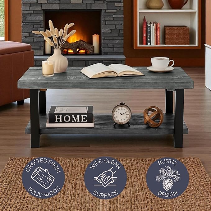 Pomona 42-Inch Rectangular Solid Wood Coffee Table